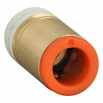 SMC Push-Fit Adapter Fitting: 1/4 in OD x 1/8 in Pipe Size, Push-to-Connect x MNPT - Polybutylene & Brass Tube Fittings