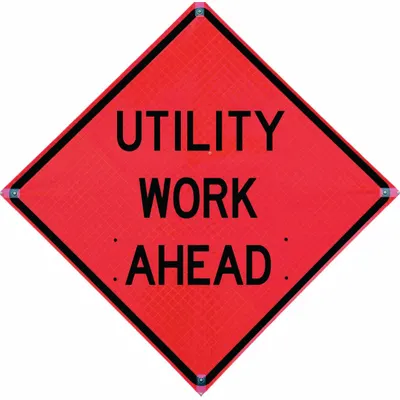 TRAFFIX DEVICES/VIZCON 48 in x 48 in Utility Work Ahead Sign - Utility Work Ahead Signs