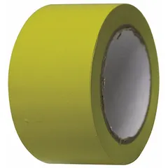 Solid yellow vinyl floor marking tape, 2 in x 108 ft, 5 mil thick. No message legend. Used for aisle marking, hazard identification, and safety delineation in industrial facilities such as warehouses, factories, and workshops.