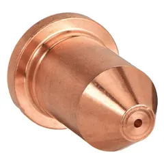 Nozzle for Hypertherm-style handheld plasma torches, rated at 35 A. Compatible with PAC 125M/T and PAC 123M/T torch series. Used for cutting pipe saddles in fabrication and maintenance applications.