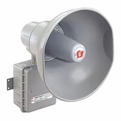 This 30 W tone alarm operates on 24V DC and is housed in a gray enclosure suitable for indoor and outdoor use. Designed for hazardous locations, it delivers audible signaling in industrial environments such as factories, refineries, and process plants.