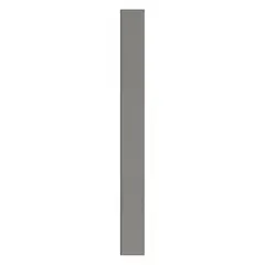 This pilaster is a structural component for commercial bathroom partitions. It features a polymer inner core with a pebble-textured charcoal finish. Dimensions: 82 inches high, 8 inches wide, 1 inch thick.