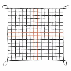 Black polypropylene cargo lifting net for light load applications. Used for securing and moving cargo in warehouses, construction sites, and industrial facilities.