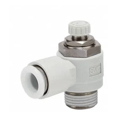SMC Speed Control Valve: Elbow Fitting, Screw, 3/8 in Valve Body Size, 3/8 in Tube - Elbow-Style Speed Control Valves