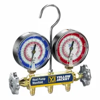 YELLOW JACKET Manifold Gauge: 2 Valves, 0 Hoses, 3 1/8 in Gauge, For R-22/R-407C/R-410A (MPN 42041)