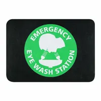 Floor Mat: Emergency Eye Wash Station, 24 in x 17 in, 1/8 in Thick, Polypropylene, Adhesive, Black (MPN GRPWS21711-BK)