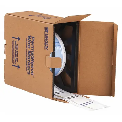 BRADY Sleeve Label: 1 1/2 in x 2 in, Polyolefin, White (Matte) - Brady Precut Sleeve Label Rolls