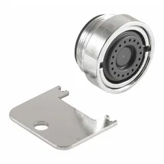 This plastic faucet aerator from DELTA features a 21/32" connection size and delivers a 0.5 gpm aerated flow. It includes a wrench for installation. Suitable for use on lavatory faucets to reduce water consumption while maintaining a steady stream.
