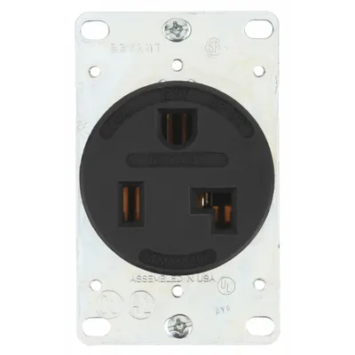 BRYANT Receptacle: Single, 5-30, Black, 125V AC, 30 A, 2 Pole / 3 Wire (MPN 9530FR) - General Purpose Receptacles