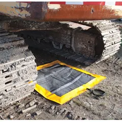 Black replacement pad for drip pillows, designed to absorb fuels. Each pad absorbs up to 8 gallons, with a pack containing one pad. Used in industrial and automotive settings for fuel spill containment and cleanup.