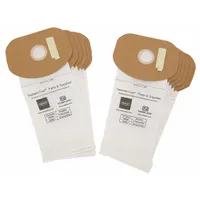 Dry-pickup paper replacement bag for Tennant backpack vacuums. Compatible with models V-BP-10, V-BP-6, and V-BP-6B. Standard-duty paper construction for collecting dry debris in industrial cleaning applications