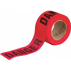 APPROVED VENDOR General Danger Messaging Barrier Tape, 3 in x 150 ft, Red with Black Danger Legend, Wood Fiber
