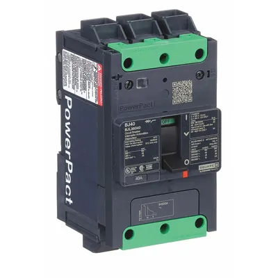 SQUARE D Molded Case Circuit Breaker: 40 A Amps, 100kA at 120/240V AC, Fixed - B-Frame Square D Molded Case Circuit Breakers