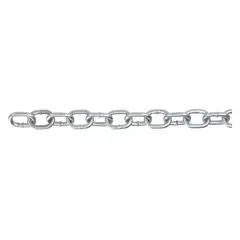 This welded straight-link tailgate chain is made of carbon steel. It has a 7/8 in link inside length and a 600 lb working load limit. Suitable for securing loads on trucks and trailers in light-duty tie-down and industrial applications.