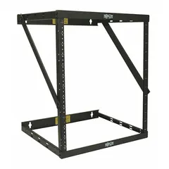 This 12U open-frame server rack is designed for wall-mounting standard 19-inch EIA-310 equipment in space-constrained environments. Welded steel construction provides a sturdy platform for network switches, patch panels, and other gear. The low-profile design allows for vertical or horizontal mounting with easy cable access.