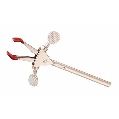 OHAUS Support Stand: Dual Adjust Clamp, Zinc, 9 in Overall Lg, 2 Prongs - Lab Clamps