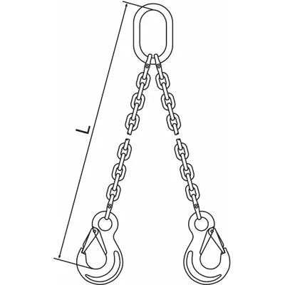 PEWAG Chain Sling: 3/16 in Chain Trade Size, 63 Chain Grade, Sling Hook, Stainless Steel - Corrosion-Resistant Grade-63 Double-Leg Chain Slings