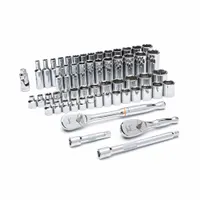 GEARWRENCH Socket Set: 3/8 in Drive, 57 Piece, 6-Point, SAE, 1/4 in to 1 in/6 mm to 19 mm (MPN 80550)