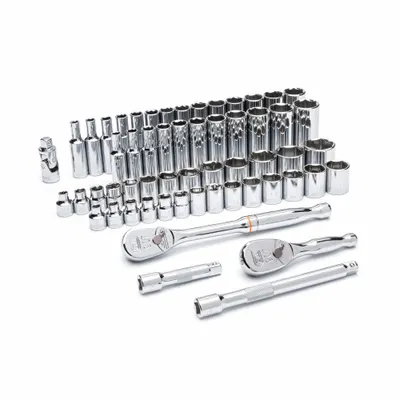 GEARWRENCH Socket Set: 3/8 in Drive, 57 Piece, 6-Point, SAE - SAE Socket Sets with Drive Tools
