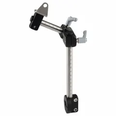 This sensor mount kit includes a clamping lever and two stainless steel tubes with scales (200 mm and 100 mm lengths). The M8 bracket hole size allows attachment to standard mounting structures. Used for positioning and adjusting sensors in industrial automation and machine safety applications.