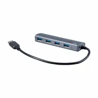 MONOPRICE USB Hub: USB 3.0 Connection, 4 Ports, Includes USB Cable, Silver, 11 in Cable Lg (MPN 21670)