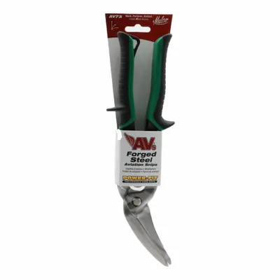 MALCO Aviation Snip: Left, 8 3/4 in Overall Lg, 1 1/2 in Cutting Lg, Steel, TPR - Aviation Snips