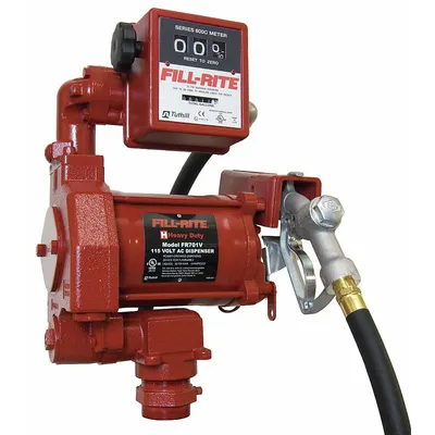 FILL-RITE Electric Drum Pump: 20 gpm Max. Flow Rate, 115 V AC, 1/3 hp HP, Cast Iron - Metered Bung-Mount AC-Powered Fuel Transfer Pumps