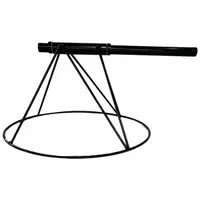 Metal windsock mounting frame in black finish with screw-on design. Includes mounting threaded pipe, two O-rings, two set collars, and a wire basket. Used for securing windsocks in outdoor environments such as airports, chemical plants, and refineries