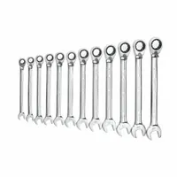 GEARWRENCH Combination Ratcheting Wrench Set: Alloy Steel, Full Polish Chrome, 12 Tools, Std, Metric (MPN 9620N)