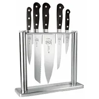 MERCER CUTLERY Knife Block Set: 5 Implements, Stainless Steel, 8 in Blade Lg, 13 1/8 in Overall Lg (MPN M23500)
