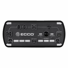 Polycarbonate controller for managing warning and strobe light systems on emergency, utility, and commercial vehicles. Measures 5 19/32 in long, 2 13/32 in high, and 1 in wide. Compatible with manufacturer model number 12-50068-ES.