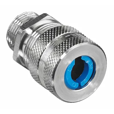 HUBBELL WIRING DEVICE-KELLEMS Straight Metallic Cable Grip: Aluminum, M25, 0.38 in to 0.50 in, Silver - Straight Metallic Cable Grips