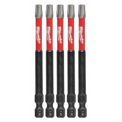 MILWAUKEE Driver Bit: Power Bit, T30 Bit Size, Imperial, Torx Head, T30 Bit Industry Size - Impact Torx Bits