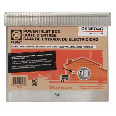 GENERAC Power Inlet Box: 30 A Current Rating, L14-30, 3GY43, Aluminum - Power Inlet Boxes