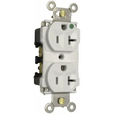 PASS & SEYMOUR Receptacle: Hospital Grade, Duplex, 5-20R, White, GFCI, 125V AC - General Purpose Receptacles