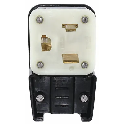 LEVITON Straight Blade Plug: 5-50P, 125V AC, 50 A, 2 Pole, 3 Blade, Black (MPN 9550-P) - Angled Plugs