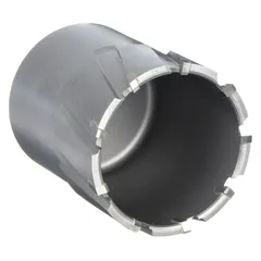 Carbide-tipped annular cutter with 2-1/8 in diameter and 2 in maximum cutting depth. Bright finish with Weldon Flat shank for secure holding in magnetic drilling machines. Designed for cutting tough materials in industrial metalworking applications.