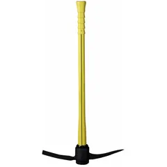Pick mattock with steel head and fiberglass handle. Adze length 10 1/4 in, adze width 1 1/4 in, pick length 10 1/4 in. Used for digging, prying, and breaking in construction and landscaping.