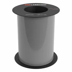 Thermal transfer continuous label roll in gray gloss vinyl, 7 in x 75 ft, for indoor/outdoor use. Compatible with LabelTac 6 printer series (MPN LT708-C). Used for creating custom labels for equipment identification, pipe marking, and safety signage.