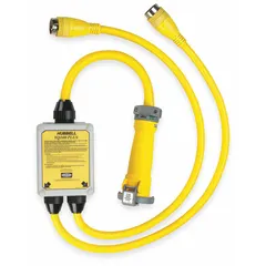 HUBBELL WIRING DEVICE-KELLEMS Cord Adapter: 9 ft Lg, 2 AWG_6 AWG, Yellow, 125/250V AC, -40° to 75°F (MPN YQ100PLUS). Key specifications — Temperature Rating: -40° to 75°F; Brand: HUBBELL WIRING DEVICE-KELLEMS.