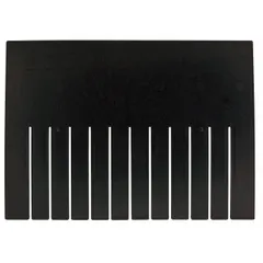 This plastic conductive divider is used to organize and separate components inside ESD protective storage boxes. It measures 15 3/4 in x 11 3/8 in and is made of black conductive plastic. The conductive material dissipates static charges to protect sensitive electronic parts during handling and storage.