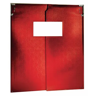 CHASE Swinging Door: PVC, 2 Doors, Red, 6 ft Door Wd, 7 ft Door Ht, Window Included - General Purpose Swinging Doors