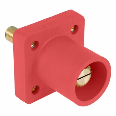 LEVITON Single Pole Receptacle: Red, Straight Taper Nose Mating, Threaded Stud Termination - Receptacles with Threaded Stud Terminations