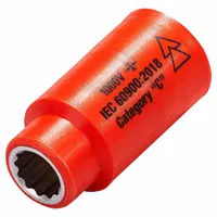 ITL Insulated Socket: 3/8 in Drive Size, 3/8 in Socket Size, 1 3/4 in Overall Lg, 12-Point, Std (MPN 01723)