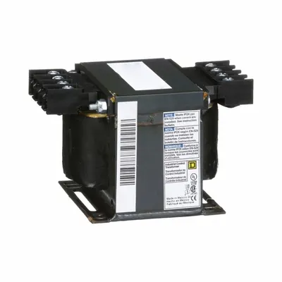SCHNEIDER Control Transformer: 600V AC, 120V AC, Plate, 250 VA - Finger-Safe, Open Core Control Transformers