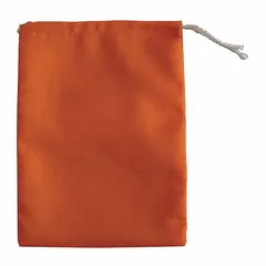 Single-drawstring bag made of polyester/rayon blend in fluorescent orange. Measures 6 inches wide by 8 inches long. Supplied in packs of 100. Suitable for organizing and securing small parts, fasteners, or samples in industrial, warehouse, and maintenance settings.