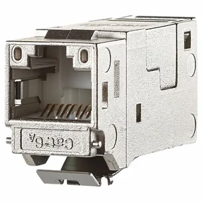 METZ CONNECT Keystone Module Jack: Cat6A, Data/HDBaseT/Power, 8 Poles, Straight, Cable - Device-Side RJ45 Connectors & Couplers