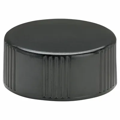 KIMBLE Cap: 27 mm Dia, Black, Phenolic, Polyethylene, 24-400 mm Screw Closure Size - Screw On Caps