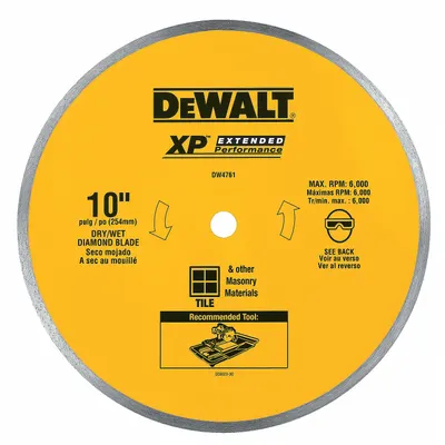 DEWALT Diamond Saw Blade: 10 in Blade Dia., 5/8 in Arbor Size, Wet, For Chop Saw - Multi-Material Blades