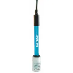 Polycarbonate electrode with bulb tip and single junction for conductivity, pH, and temperature measurement. Range 0 to 14 pH, BNC connection, 0.99 m cable. Suitable for water testing and process solution monitoring in laboratory and field applications.